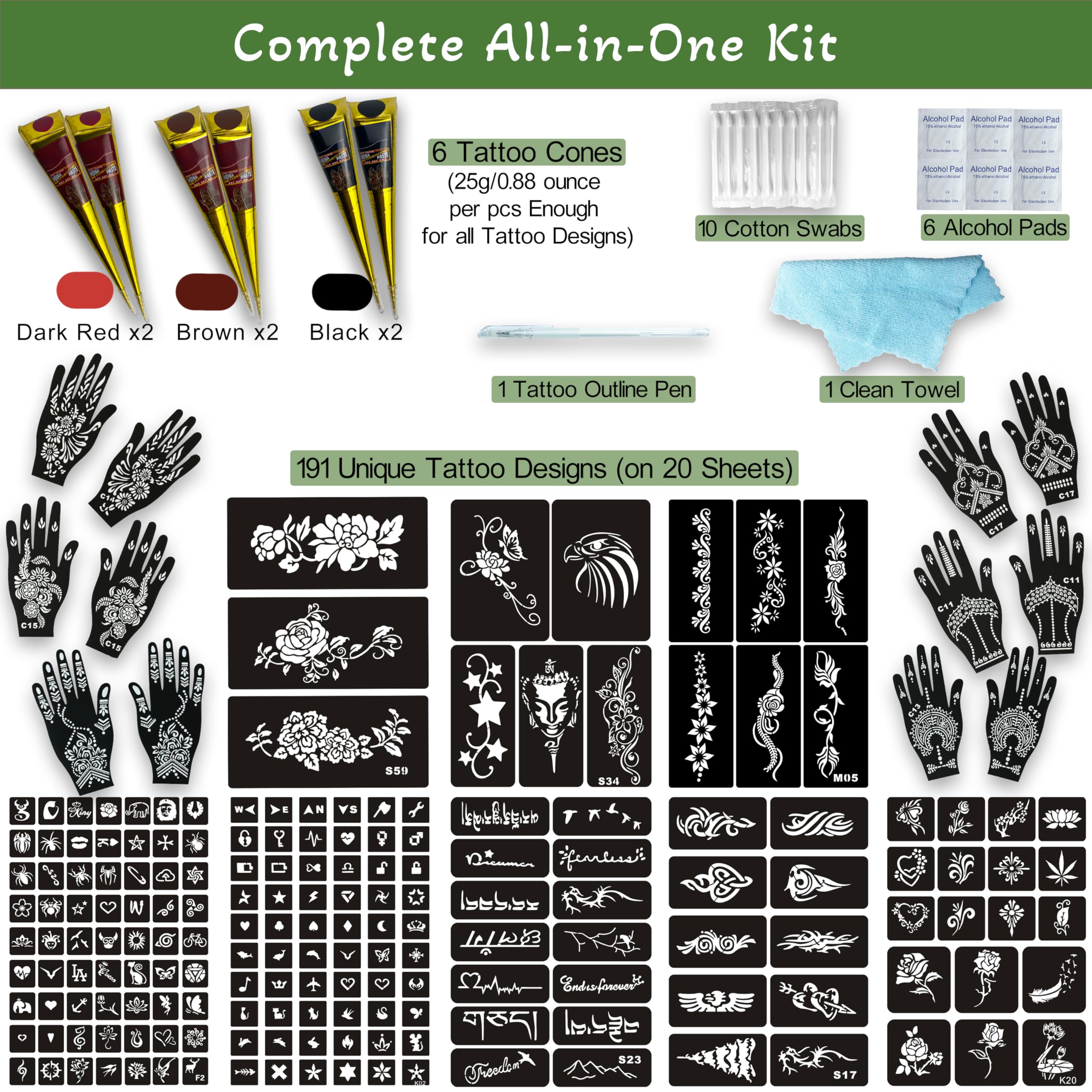 XWGLFT ink cones in black, brown, and dark red for bold color options.