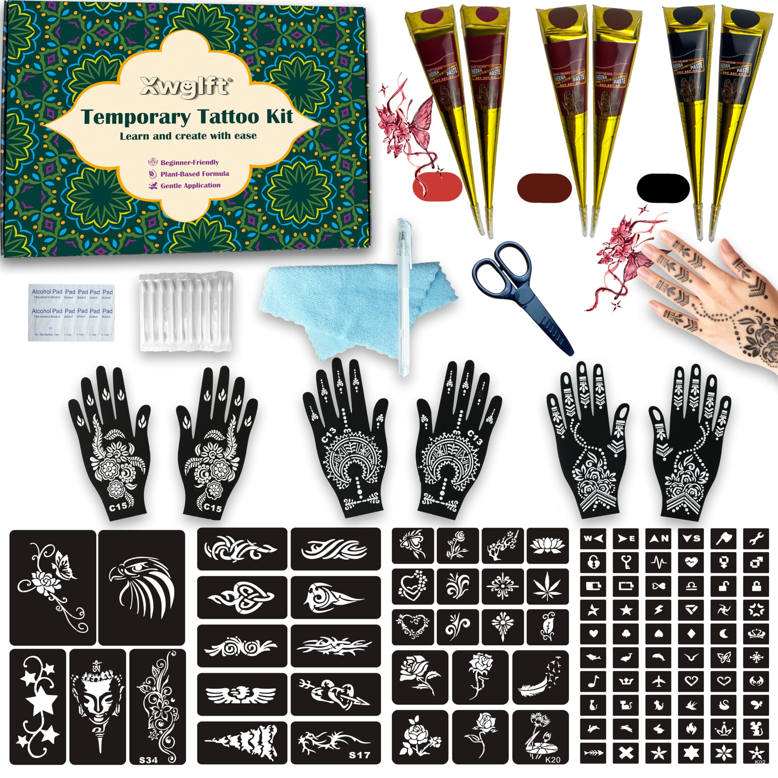 XWGLFT stencil sheets for quick, vibrant temporary tattoos