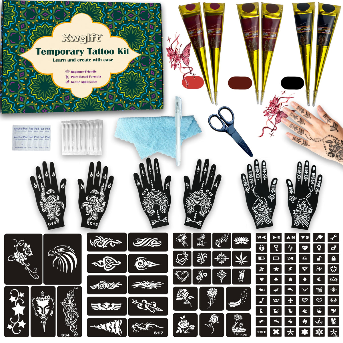 XWGLFT stencil sheets for quick, vibrant temporary tattoos