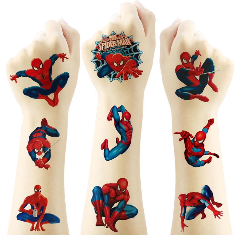 XXMML Spiderman tattoo sheet with 5x5 cm designs for easy skin application