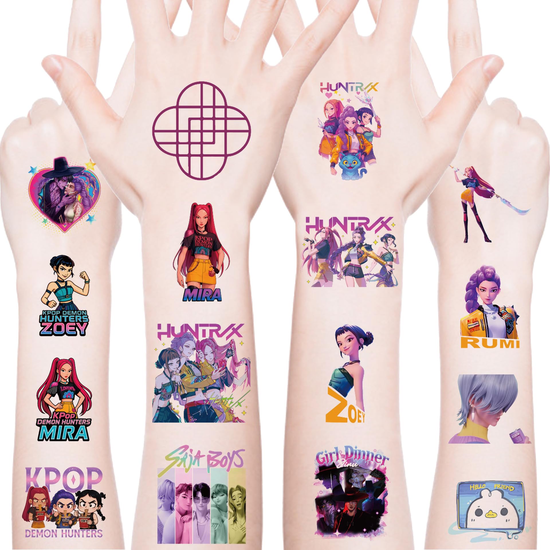 XYLL Demon Movie Hunters tattoos on arm for quick party decor