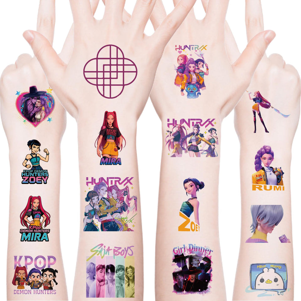 XYLL Demon Movie Hunters tattoos on arm for quick party decor