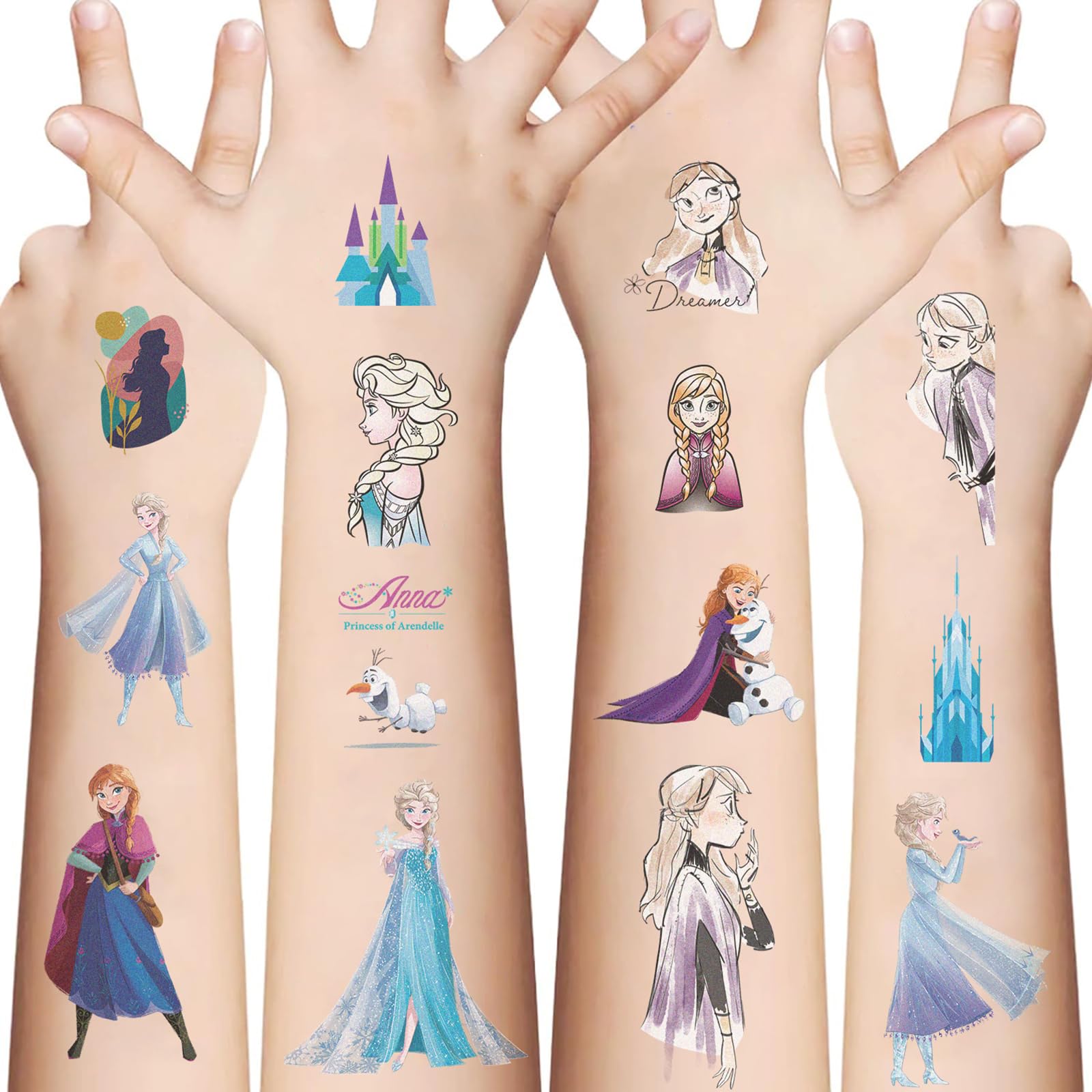 XYLL frozen temporary tattoos box displayed for kids' party favors, safe and fun.