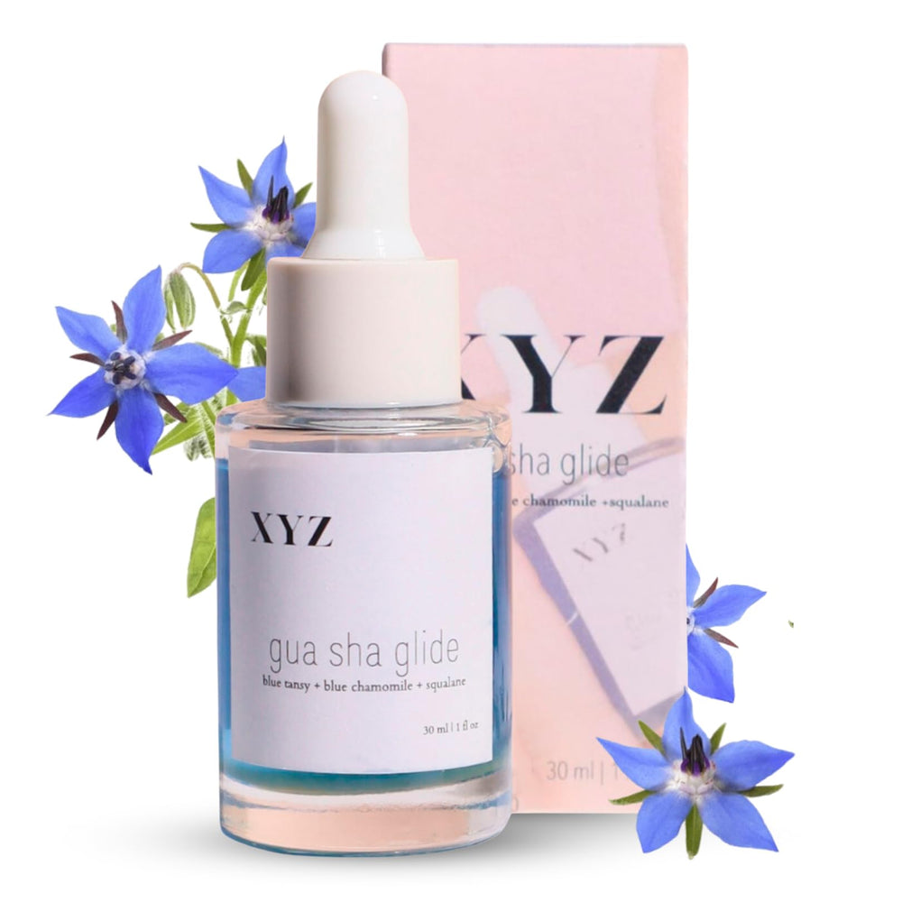XYZ Skin Gua Sha Glide bottle front view showcasing hydrating facial oil
