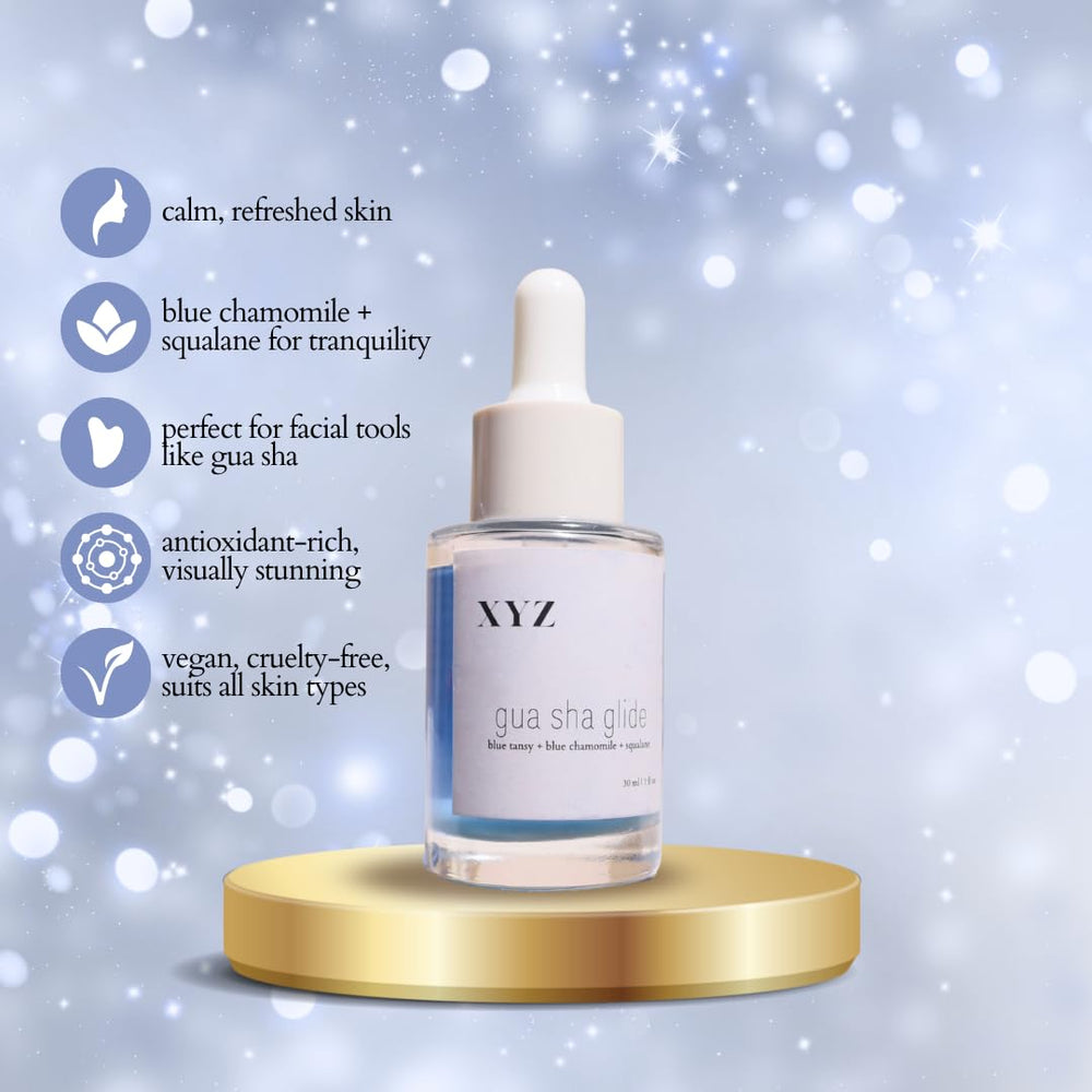 XYZ Skin Gua Sha Glide final vanity shot showing vegan label