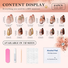 XZMeiLun 3D flower brown press-on nails close-up with pearl accents for daily wear