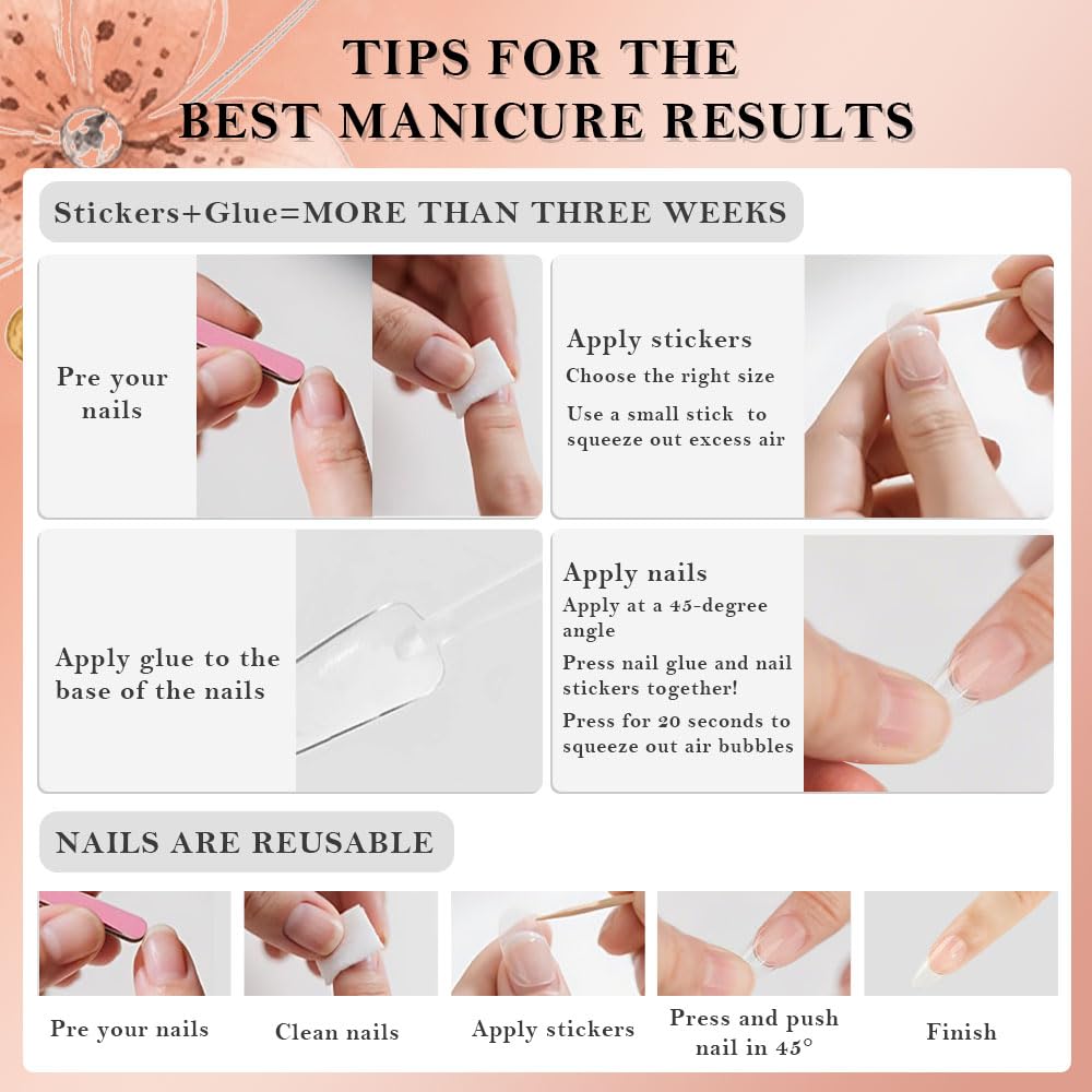 XZMeiLun nails on hand ready for daily wear and comfortable typing