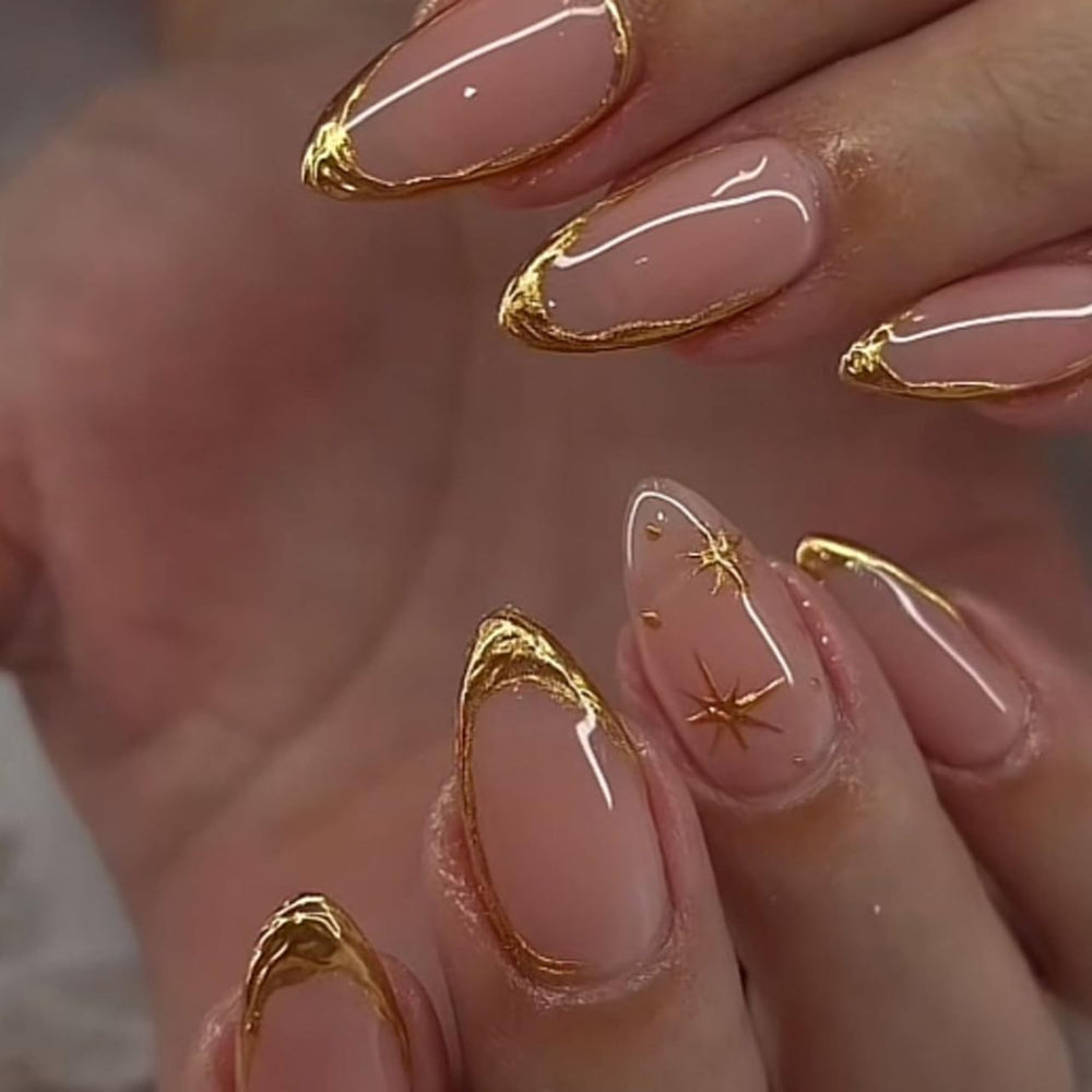 XZMeiLun gold French tip nails for fast, salon-ready glamour