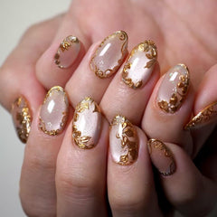 XZMeiLun Gold Leaf Press-On Nails for instant luxury and easy application.