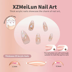 XZMeiLun heart charms design nails for a cute party look