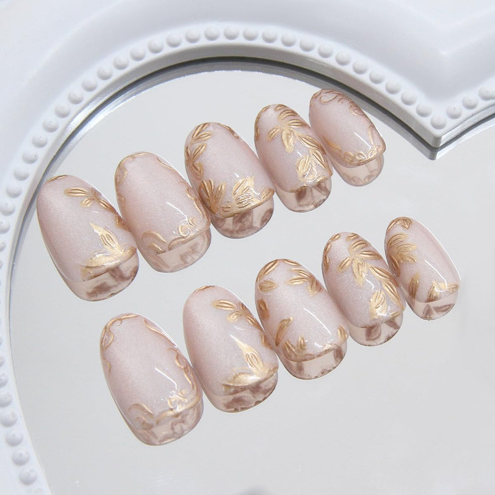 XZMeiLun short almond press-on nails offer natural shape and comfortable wear.