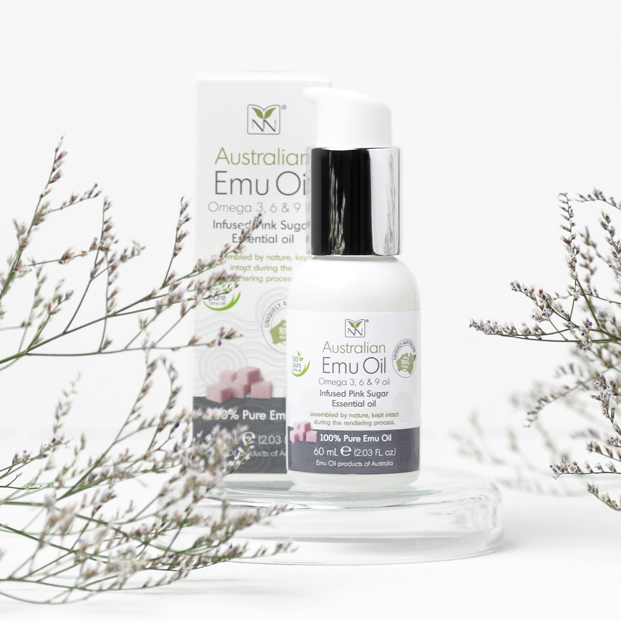 Y Not Natural Pure Emu Oil bottle close-up shows premium hydration-ready packaging.