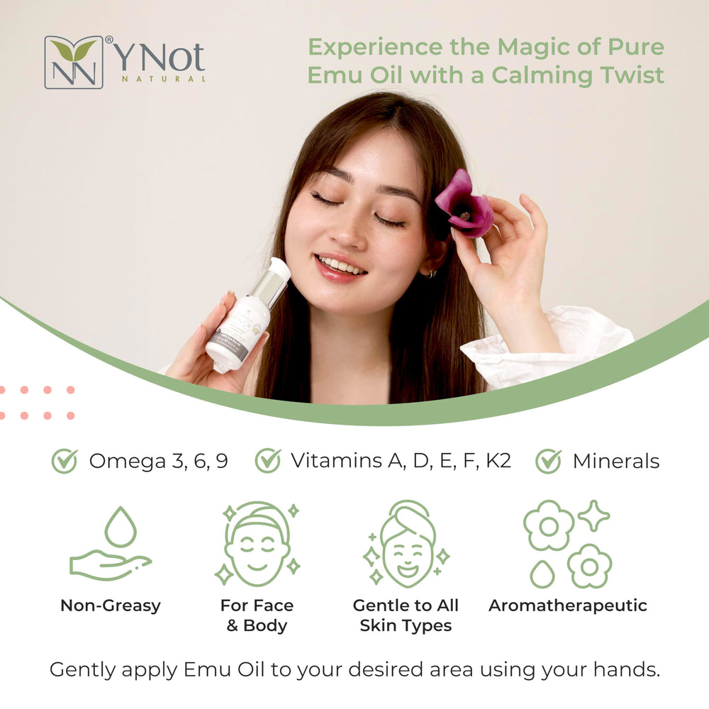 Y Not Natural Emu Oil on facial skin for hydration and glow