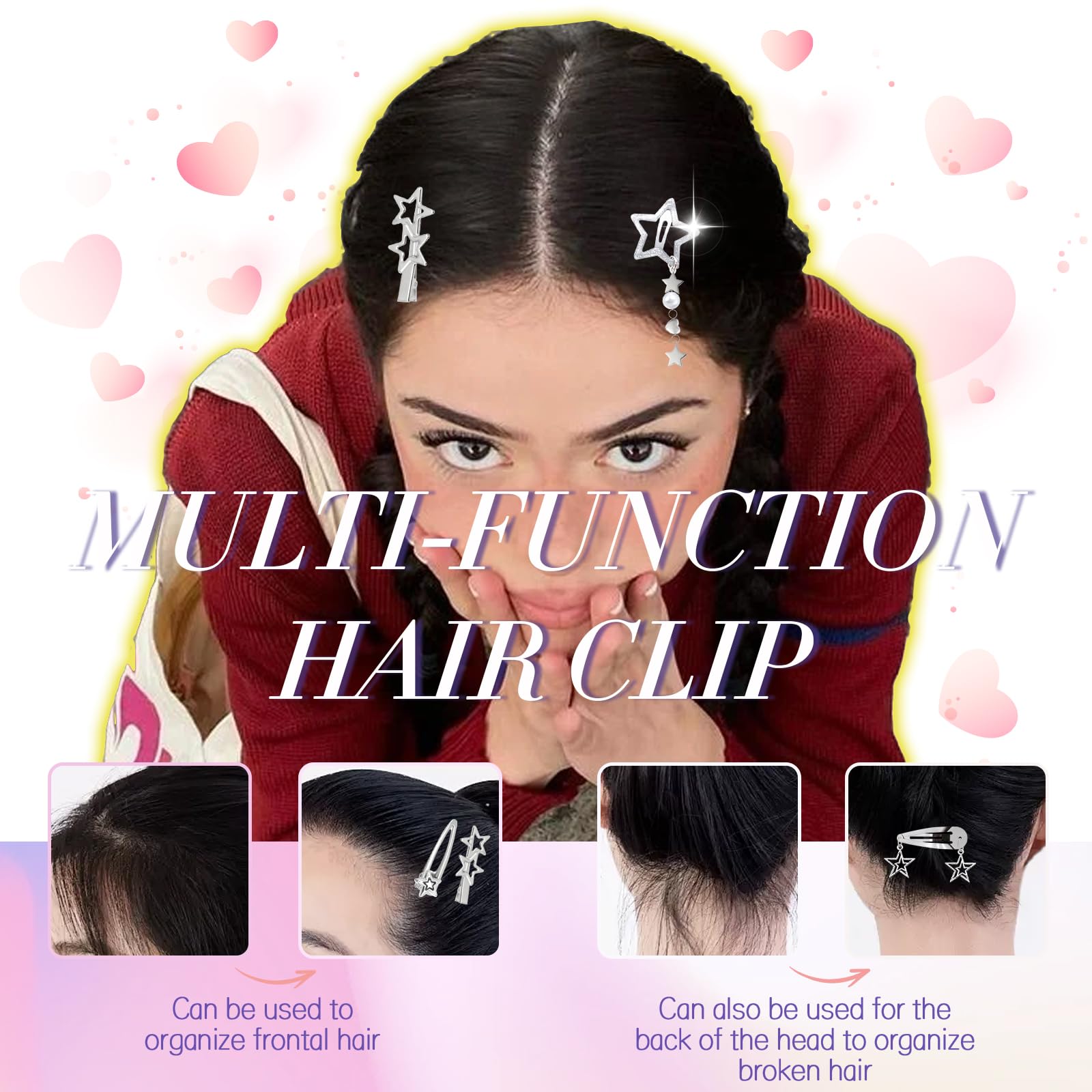 Lightweight silver metal adds shimmer without weighing hair down.