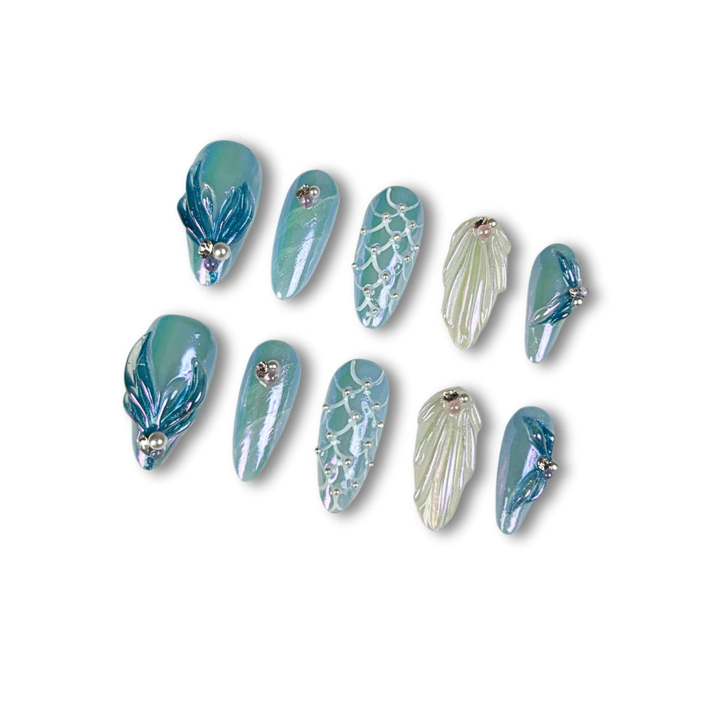Yabonica 10-piece nails with 3D almond design for durable salon-ready wear