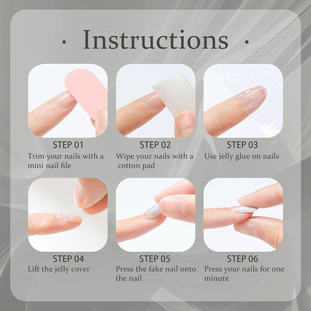 Yabonica reusable press-on nails designed for multiple wear with jelly glue stickers.