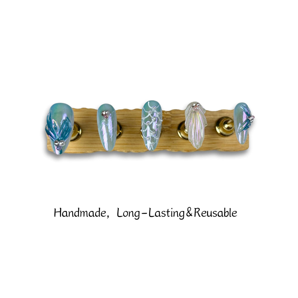 Yabonica almond press-ons showcasing intricate salon designs for quick nail upgrades