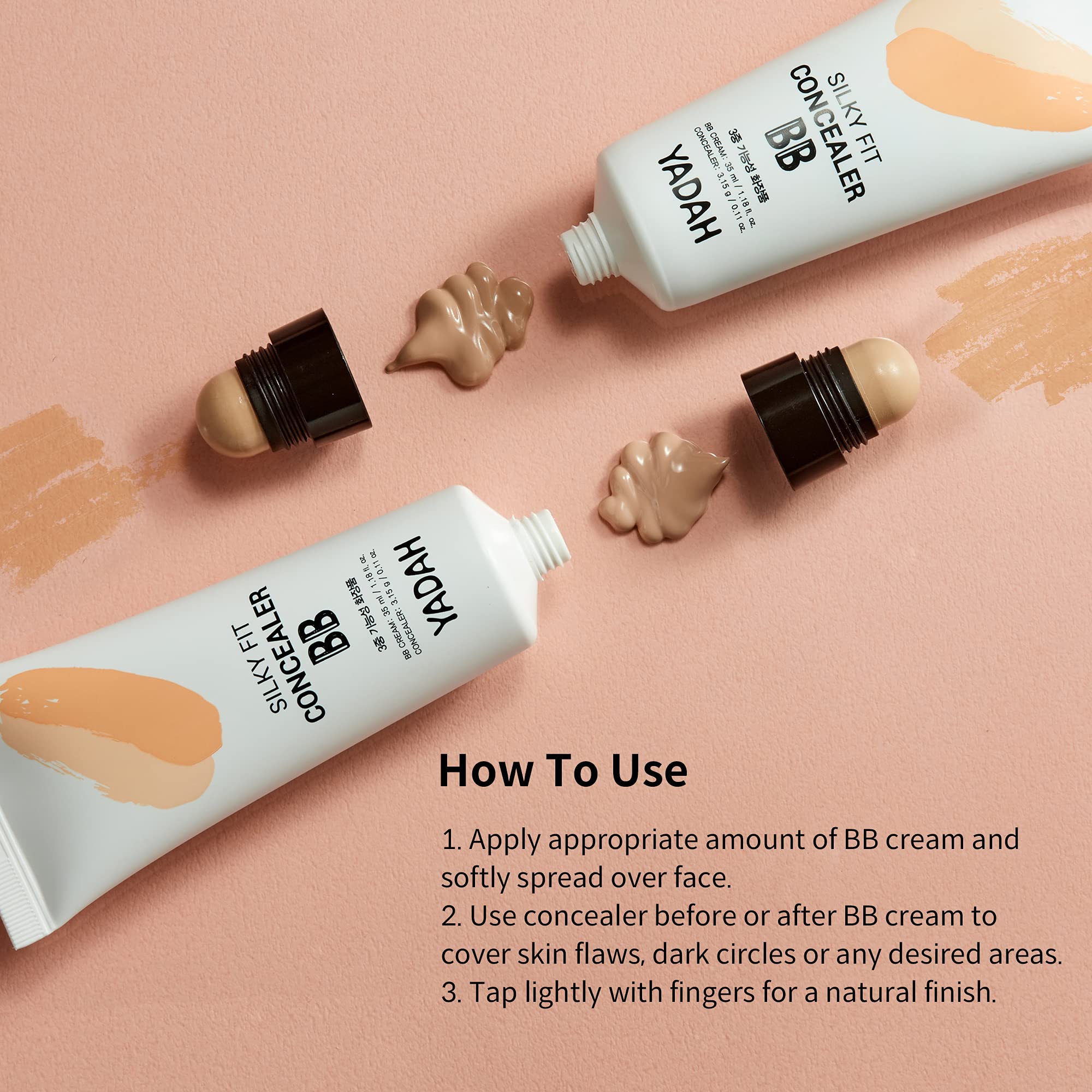 YADAH Silky Fit Concealer BB Cream blemish coverage in action inspires confident touch ups.