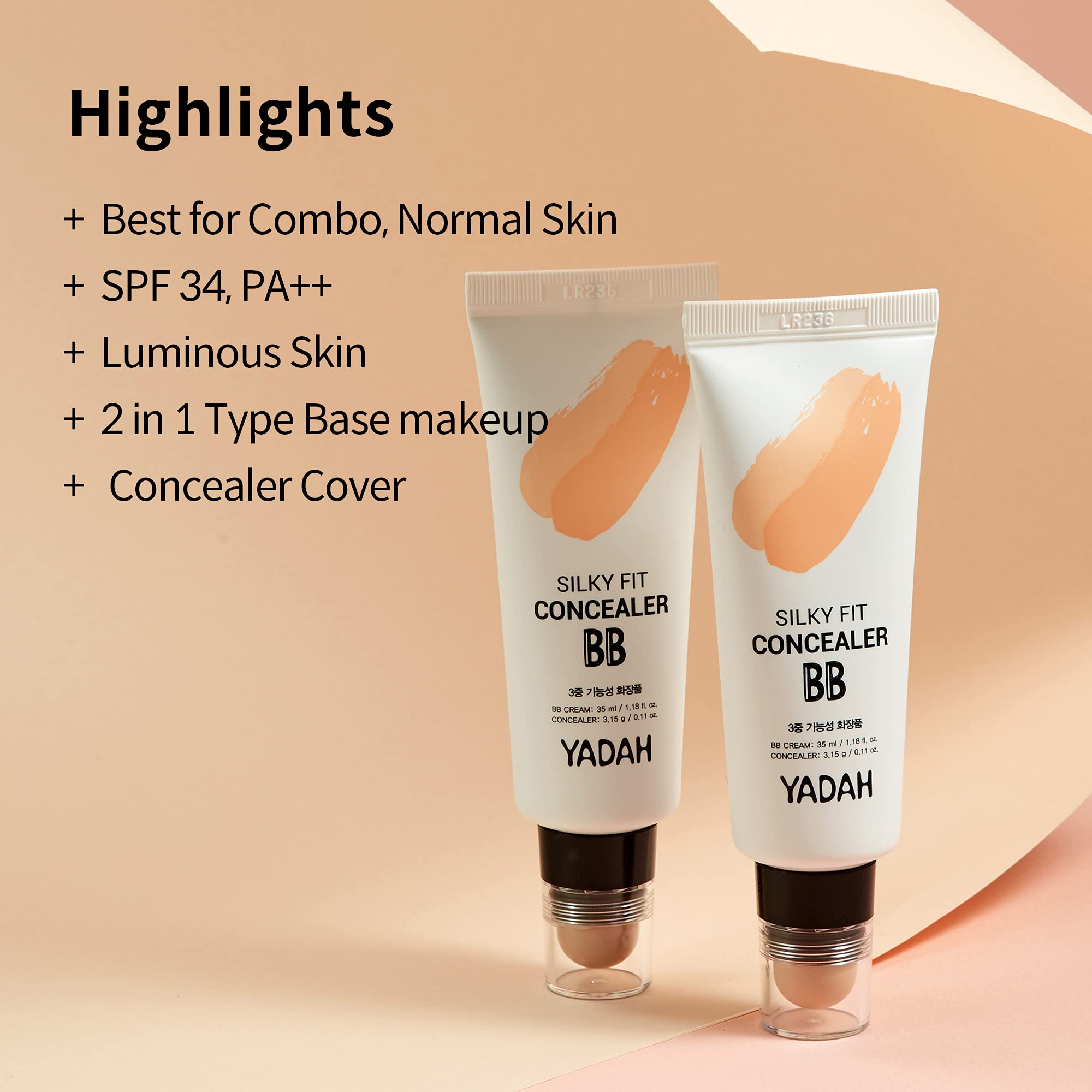 YADAH Silky Fit Concealer BB Cream texture swirl shows buildable coverage on demand.