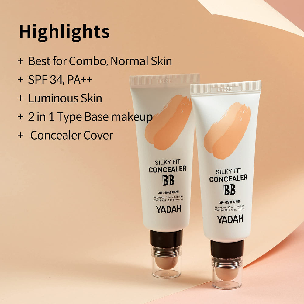YADAH Silky Fit Concealer BB Cream texture swirl shows buildable coverage on demand.