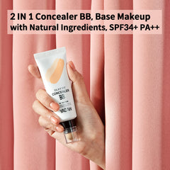 YADAH Silky Fit Concealer BB Cream tube side demonstrates easy blending for blemish coverage.
