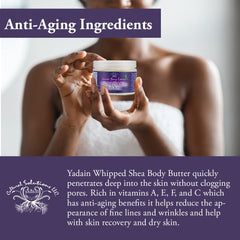 Yadain Lavender Berry Extreme Body Butter massaged into skin for moisture