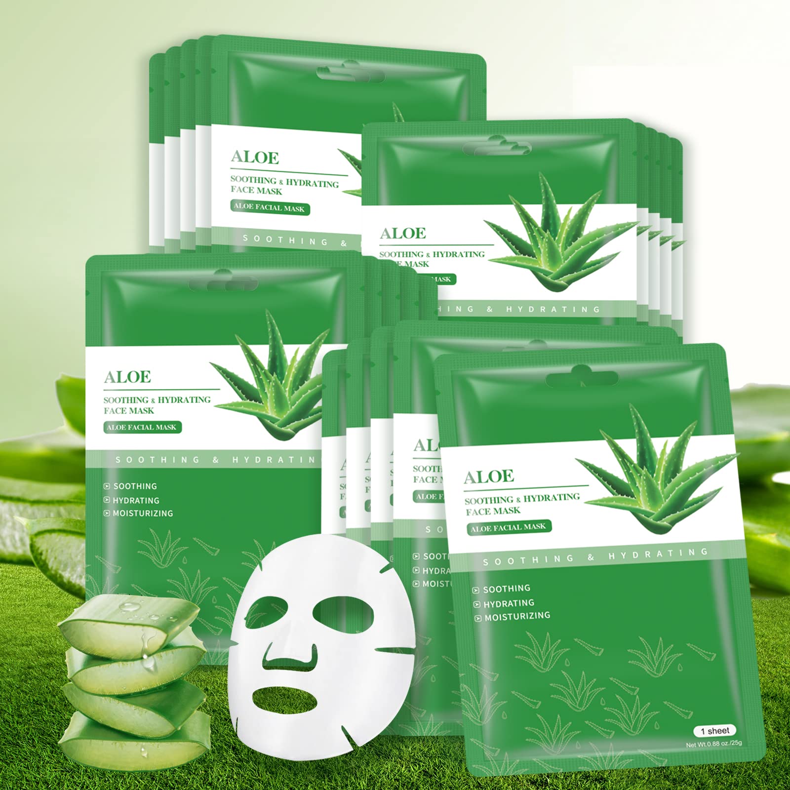 YAFUSIPE aloe vera face mask pack of 10 for deep hydration.