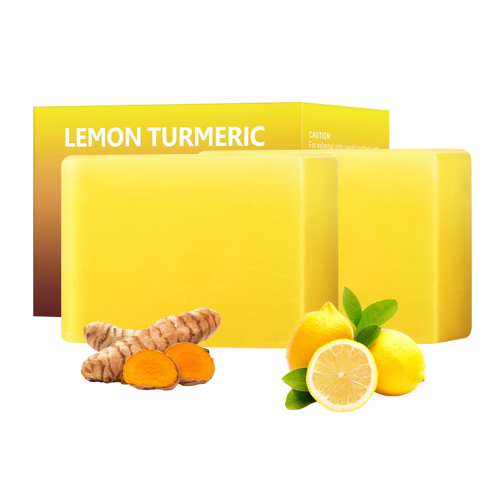 YAFUSIPE Lemon Turmeric Kojic Acid Soap Bar front view for gentle cleanse suitable for all skin types.