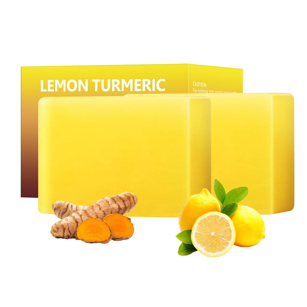 YAFUSIPE Lemon Turmeric Kojic Acid Soap Bar front view for gentle cleanse suitable for all skin types.