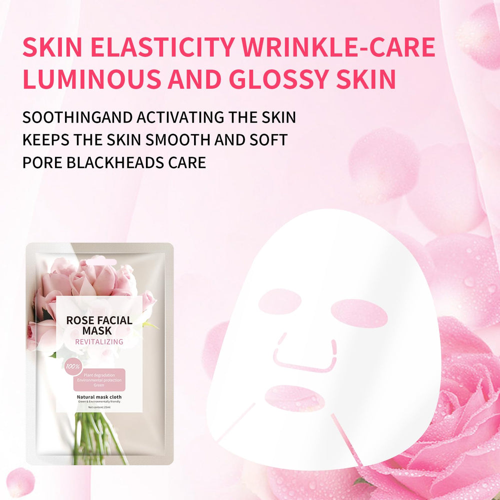 YAFUSIPE rose extract sheet showcases nourishing botanicals.
