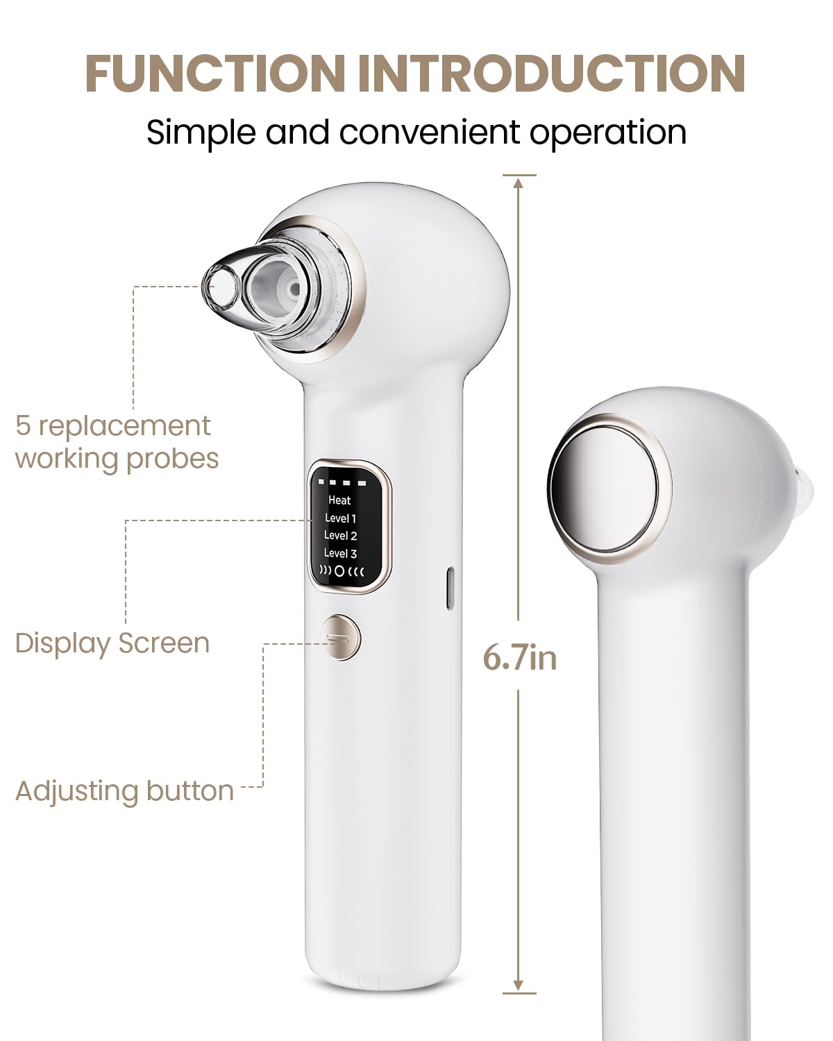 YAGETU Pore Vacuum Remover USB-C recharge enables cordless use