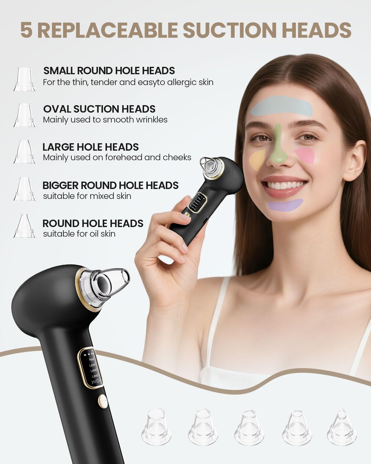 YAGETU Pore Vacuum suction levels display for tailored skincare.