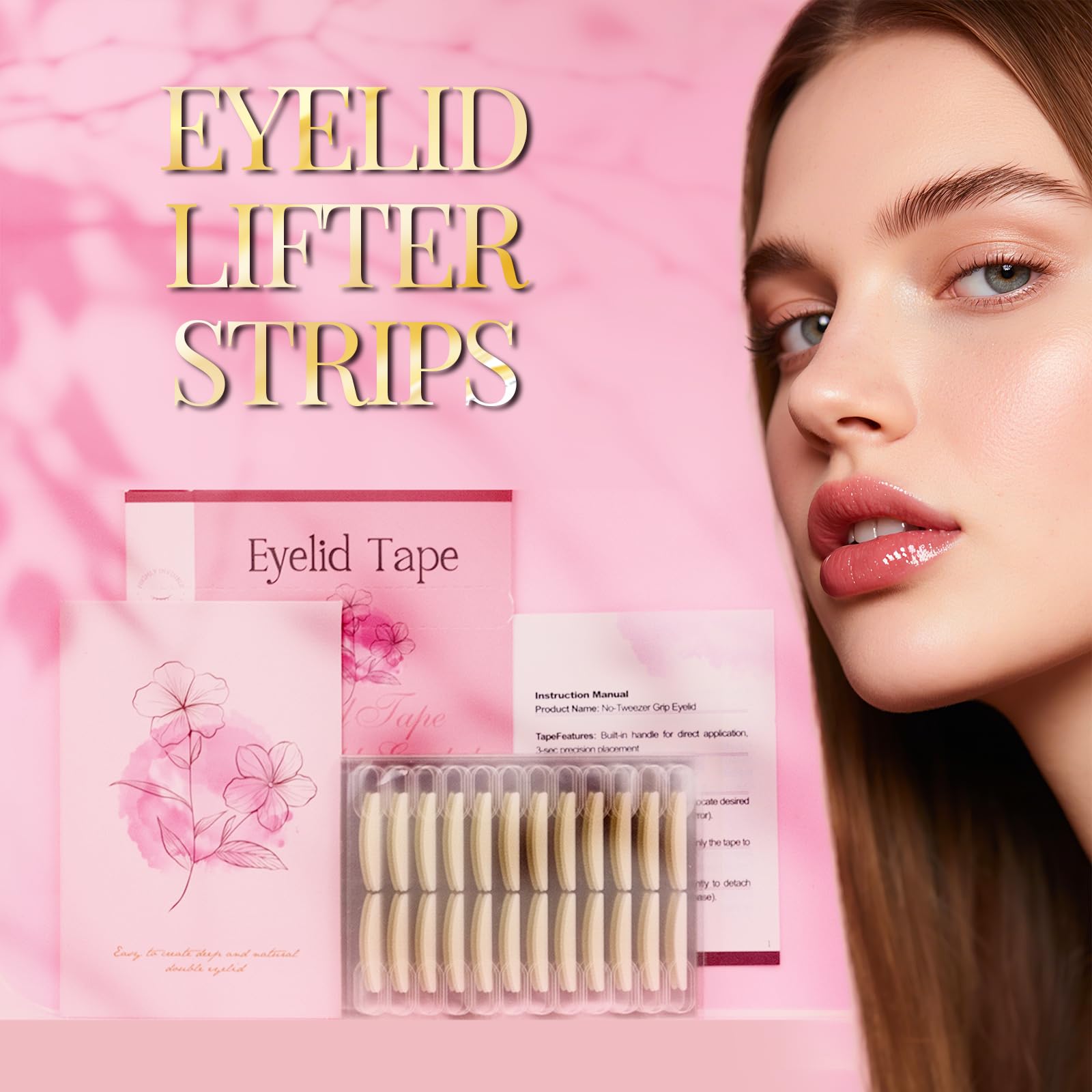 YAGUVI eyelid tape creates smooth eyelid contours for photos.