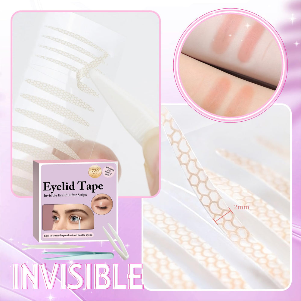 YAGUVI invisible eyelid tape creates a natural double eyelid look.