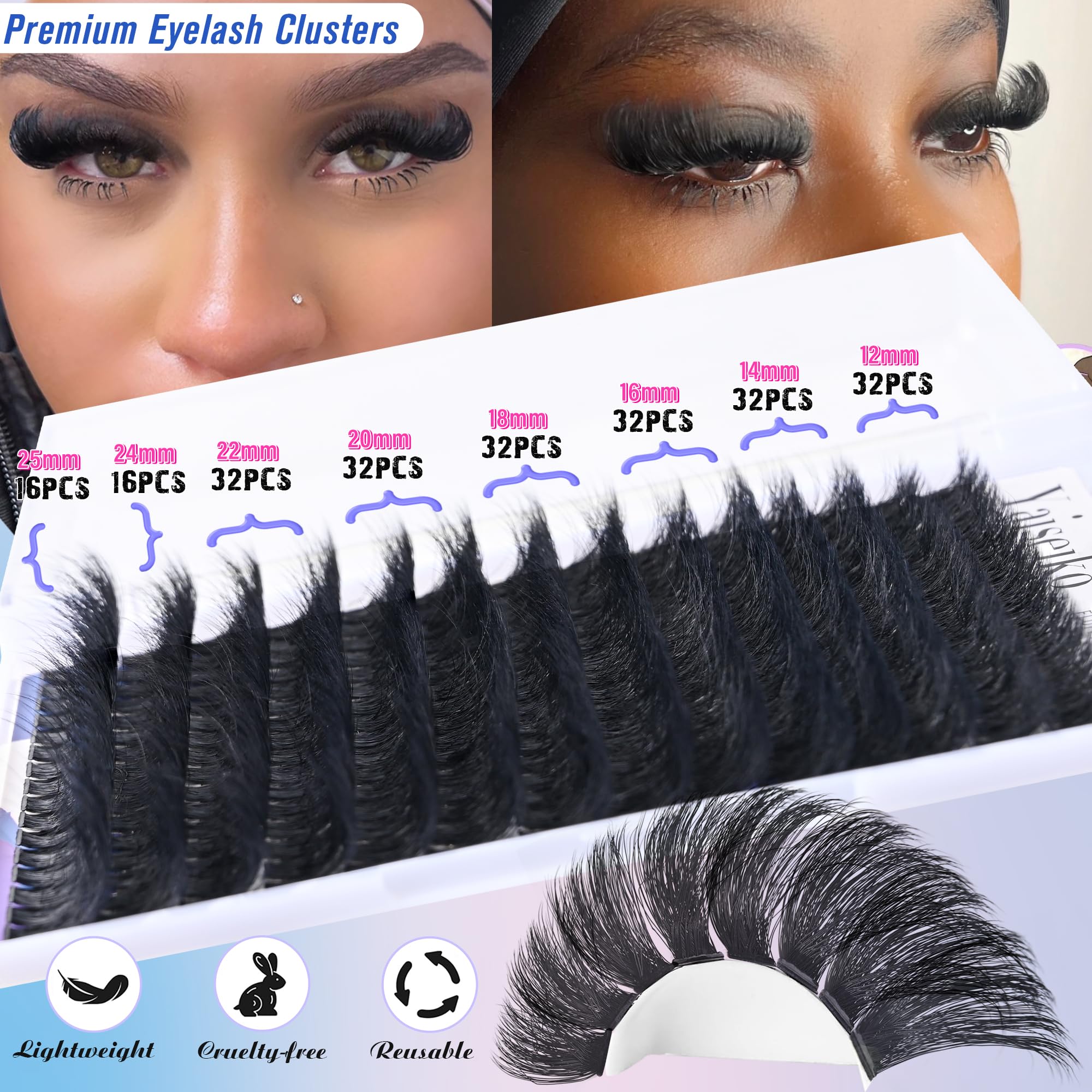 Yaiseiko 150D wispy lashes with soft band for natural-looking fullness.