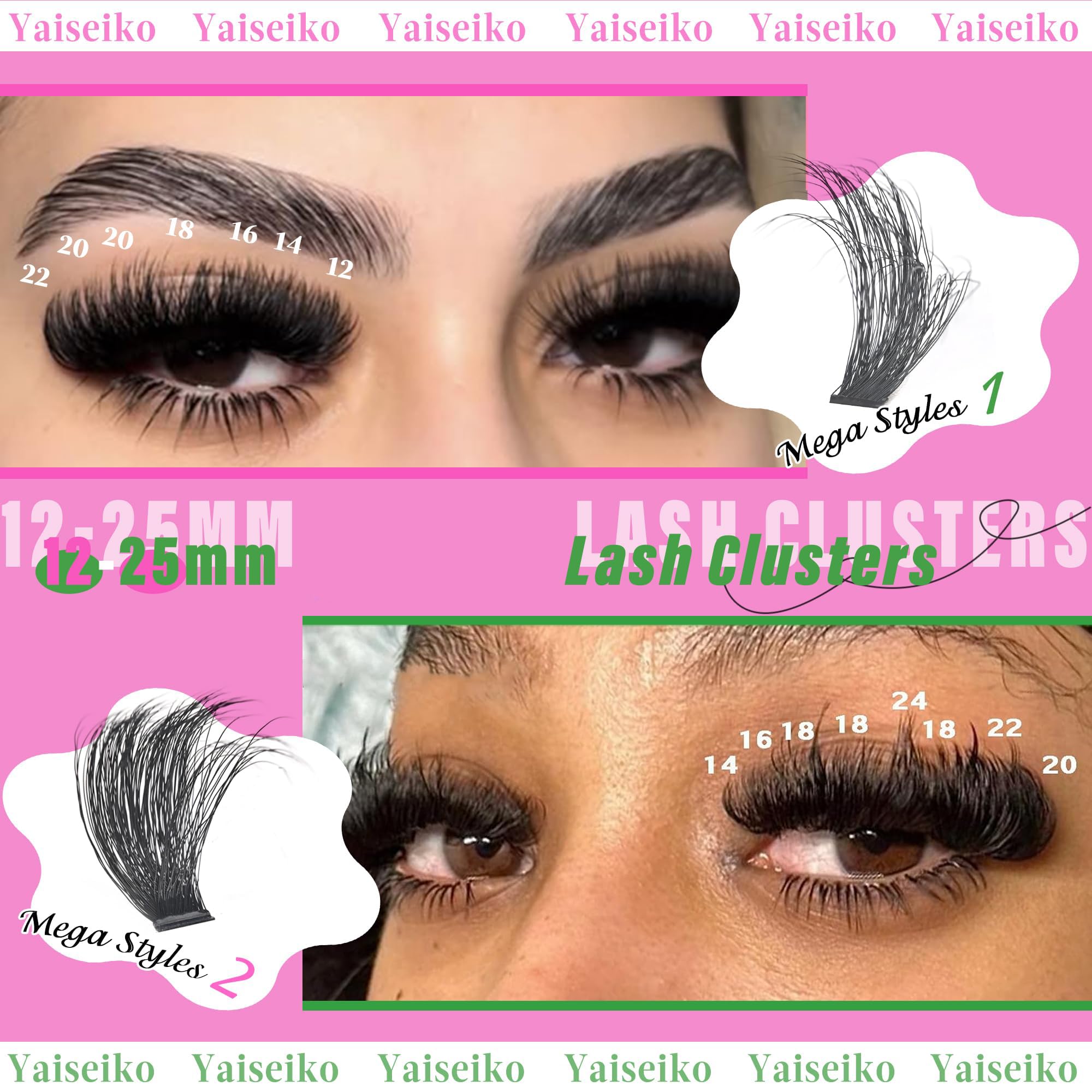 Yaiseiko D-curly bold lash clusters create eye-catching volume.