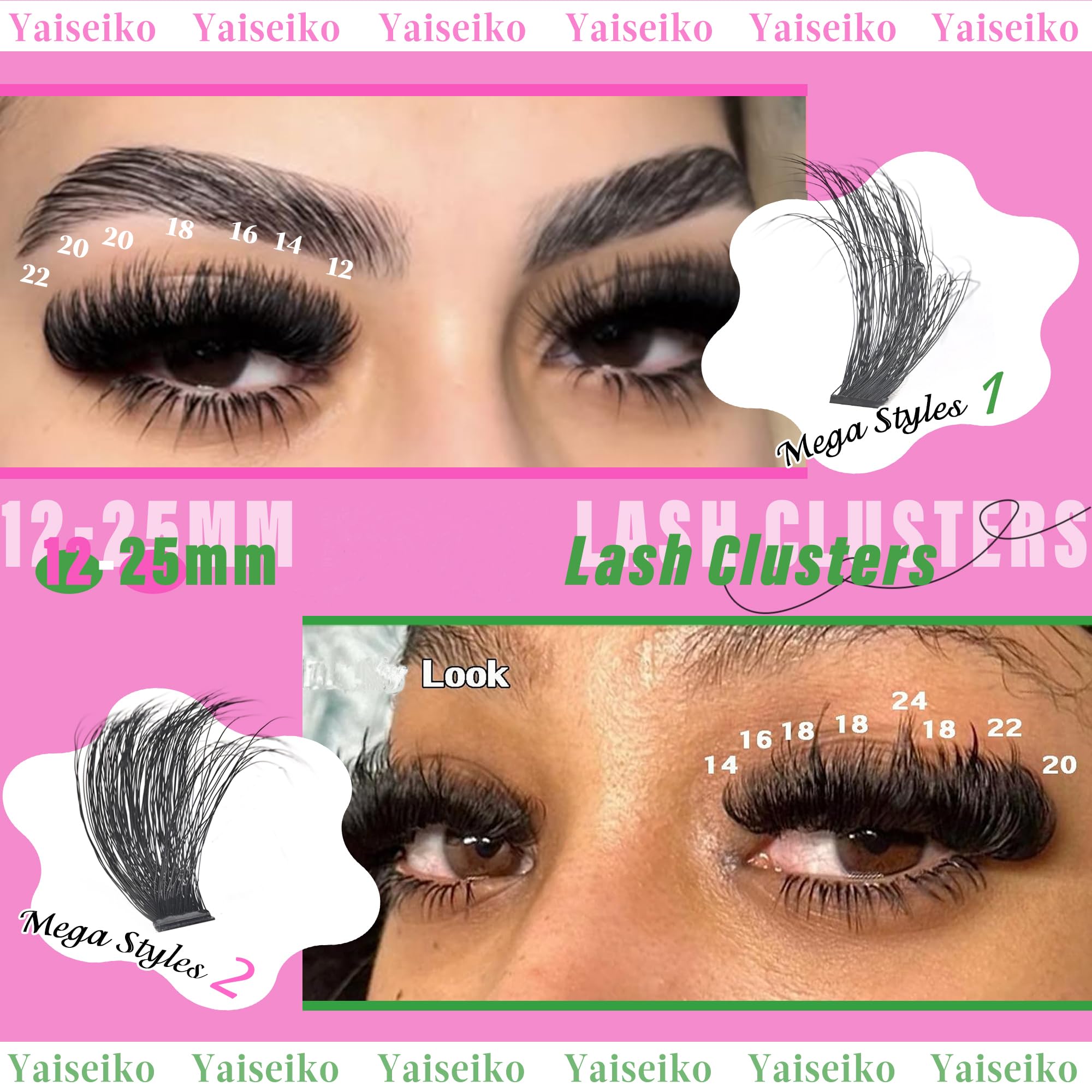 Yaiseiko dramatic 12-25mm clusters for versatile looks
