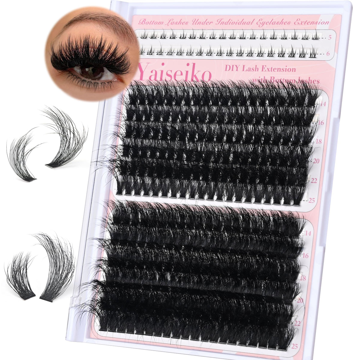 Yaiseiko fluffy cluster lashes 14–25mm for voluminous top lash looks