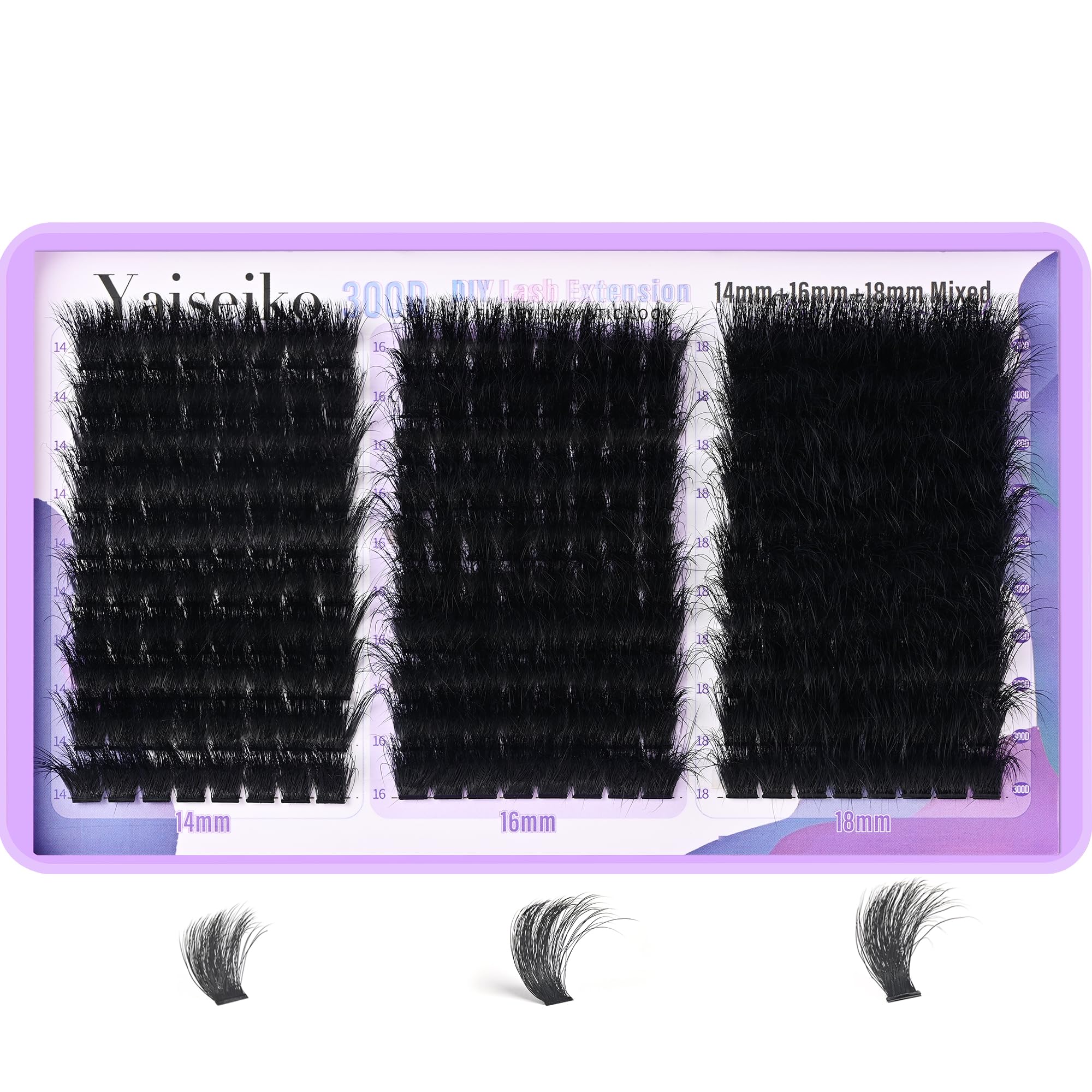 Yaiseiko Lash Clusters 14mm-16mm-18mm lengths for versatile daily looks at home.