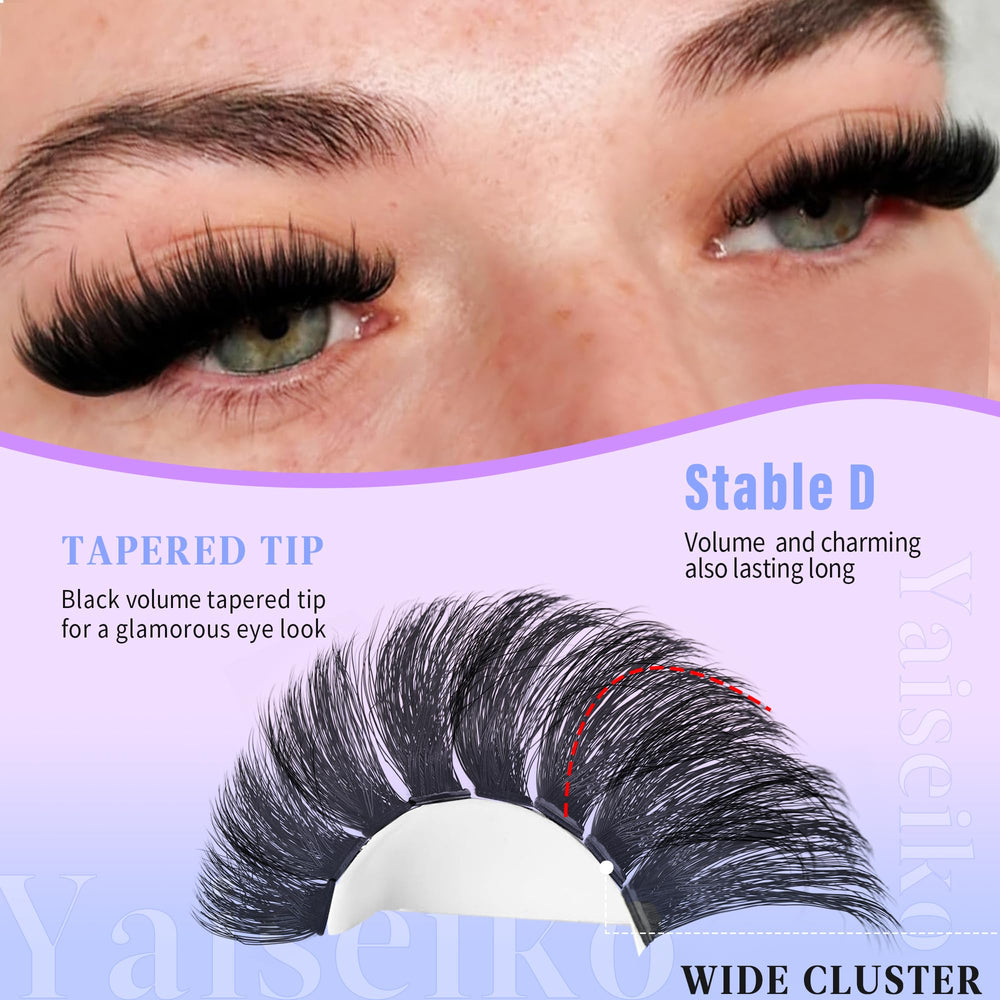Yaiseiko Lash Clusters 240-pcs pack includes multiple sizes for customization.