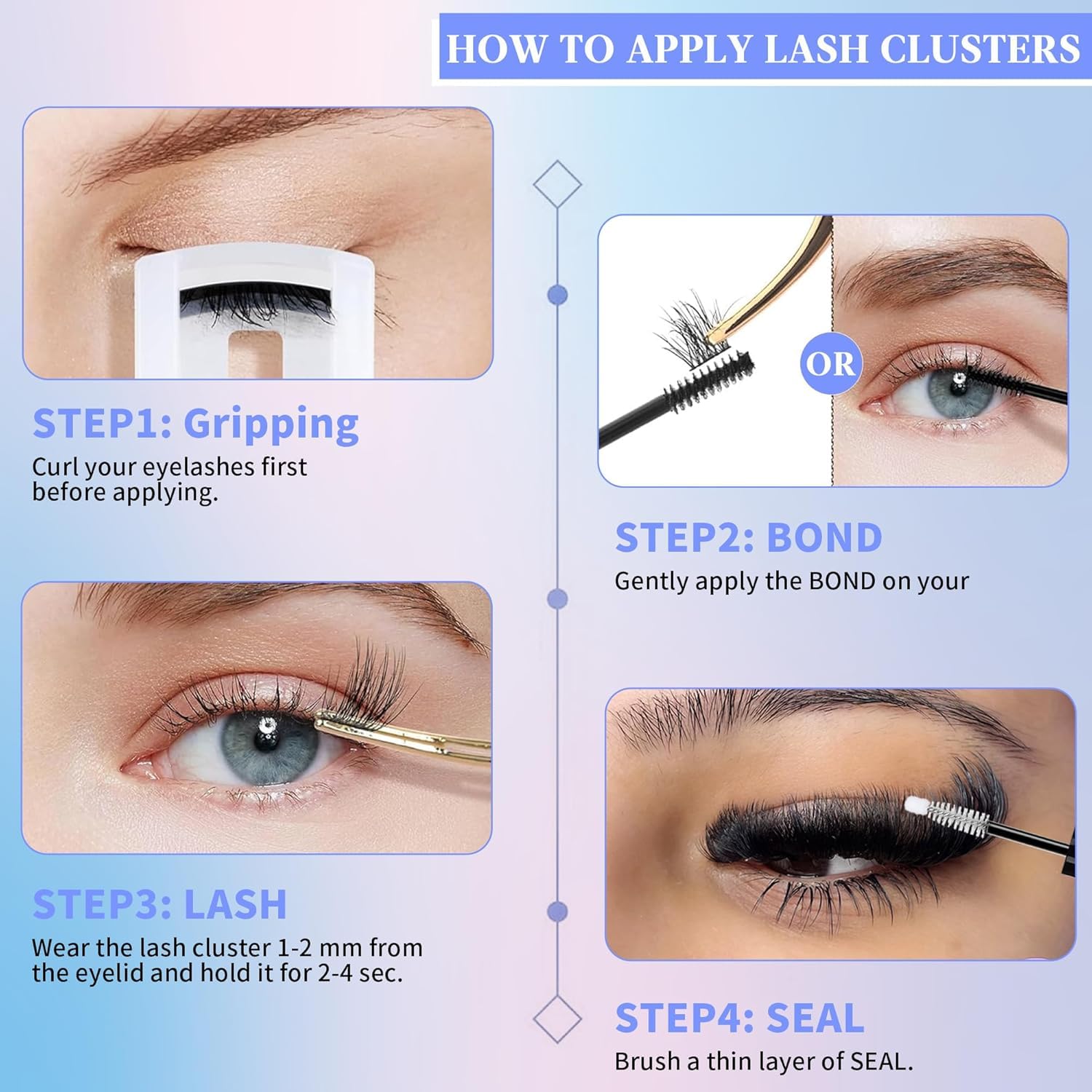 Yaiseiko comfortable D curl clusters with long-lasting curl for varied eye shapes.