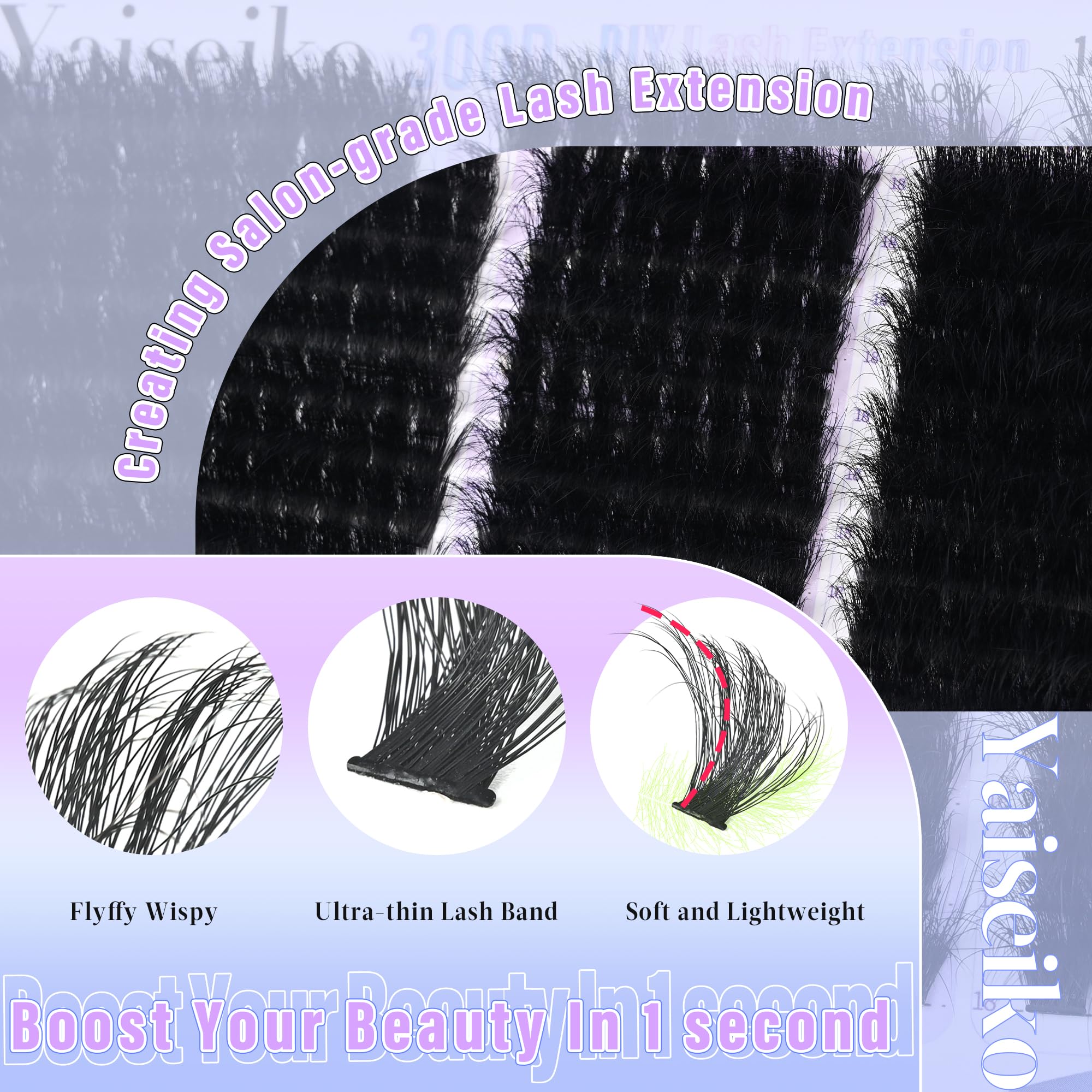 Yaiseiko Lash Clusters forty-percent lighter fibers deliver comfortable all-day wear.