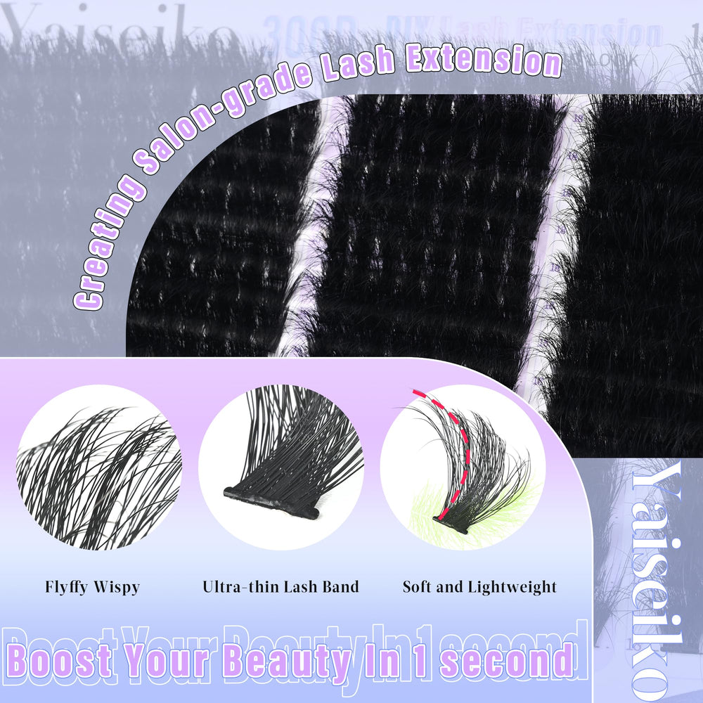 Yaiseiko Lash Clusters forty-percent lighter fibers deliver comfortable all-day wear.