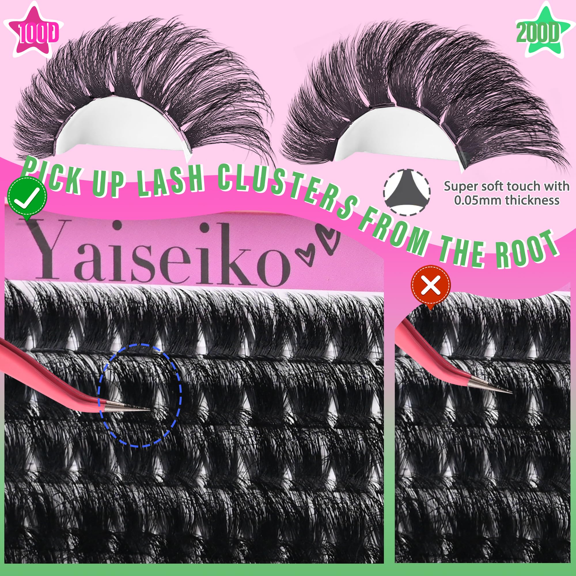 Yaiseiko hypoallergenic fibers for comfortable wear on sensitive eyes.