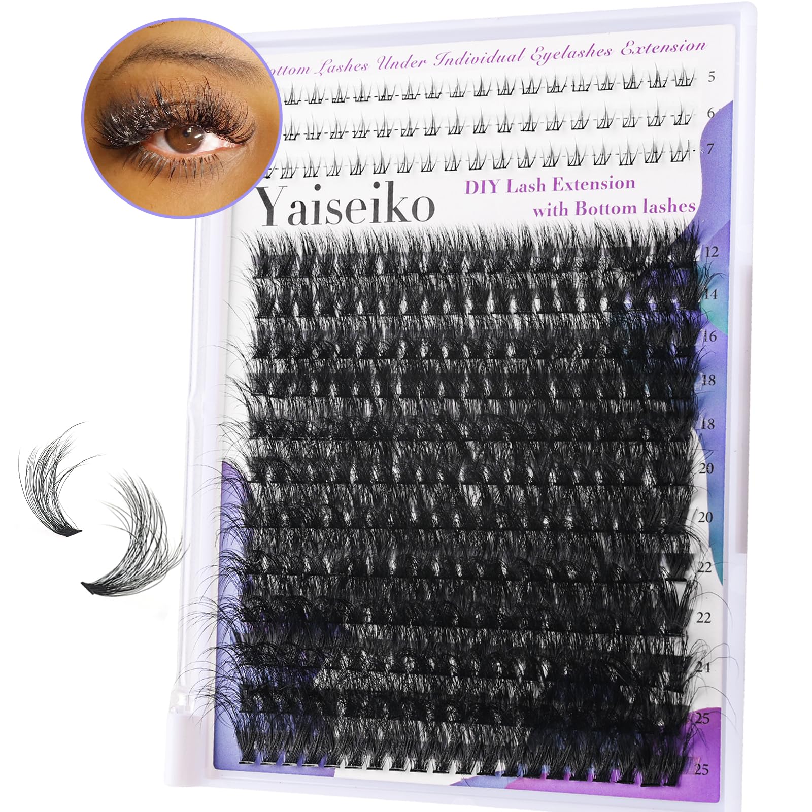 Yaiseiko lash clusters with bottom lashes 12-25mm kit for versatile looks.