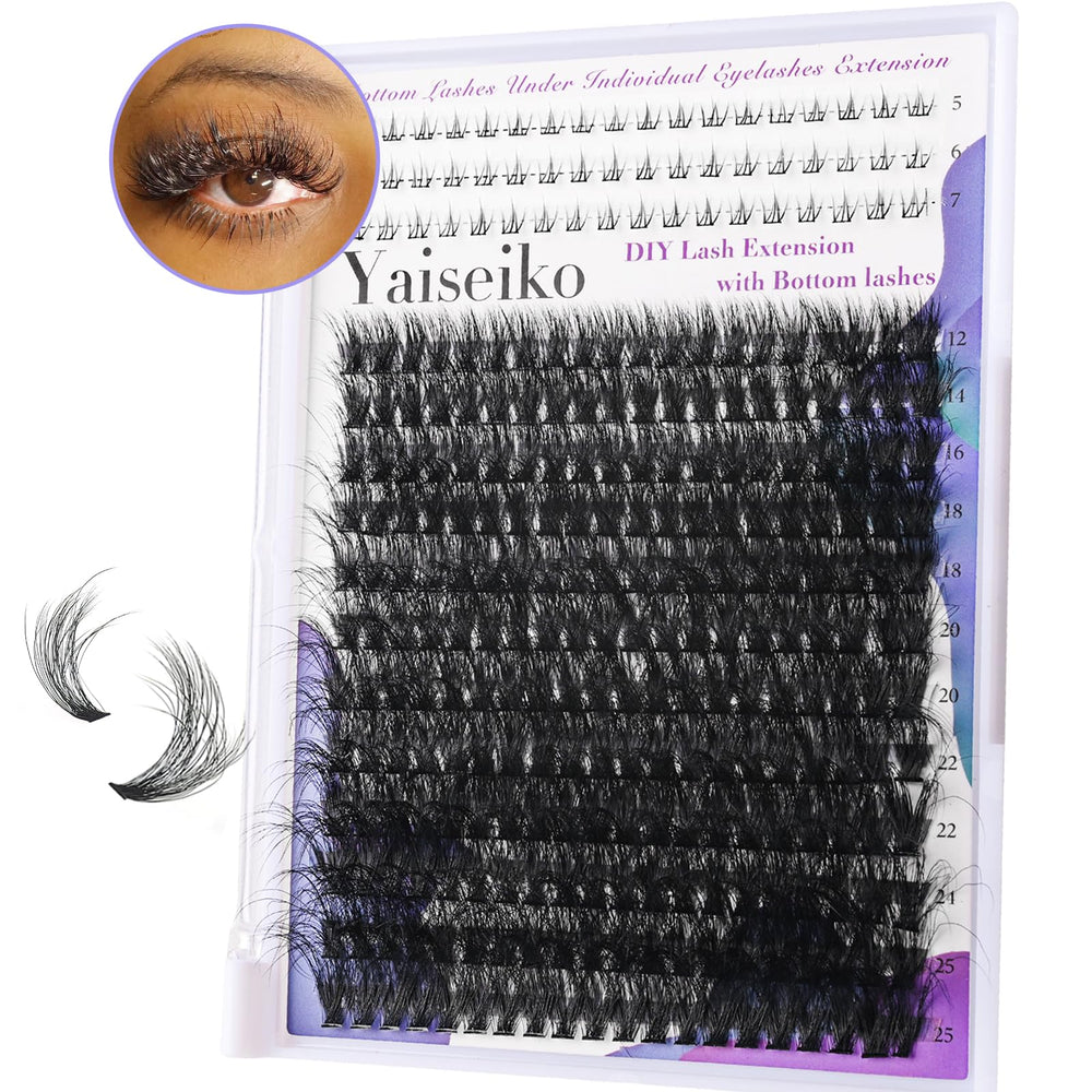 Yaiseiko lash clusters with bottom lashes 12-25mm kit for versatile looks.