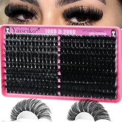 Yaiseiko mega-volume lash clusters 280pcs for quick dramatic at-home lash looks.