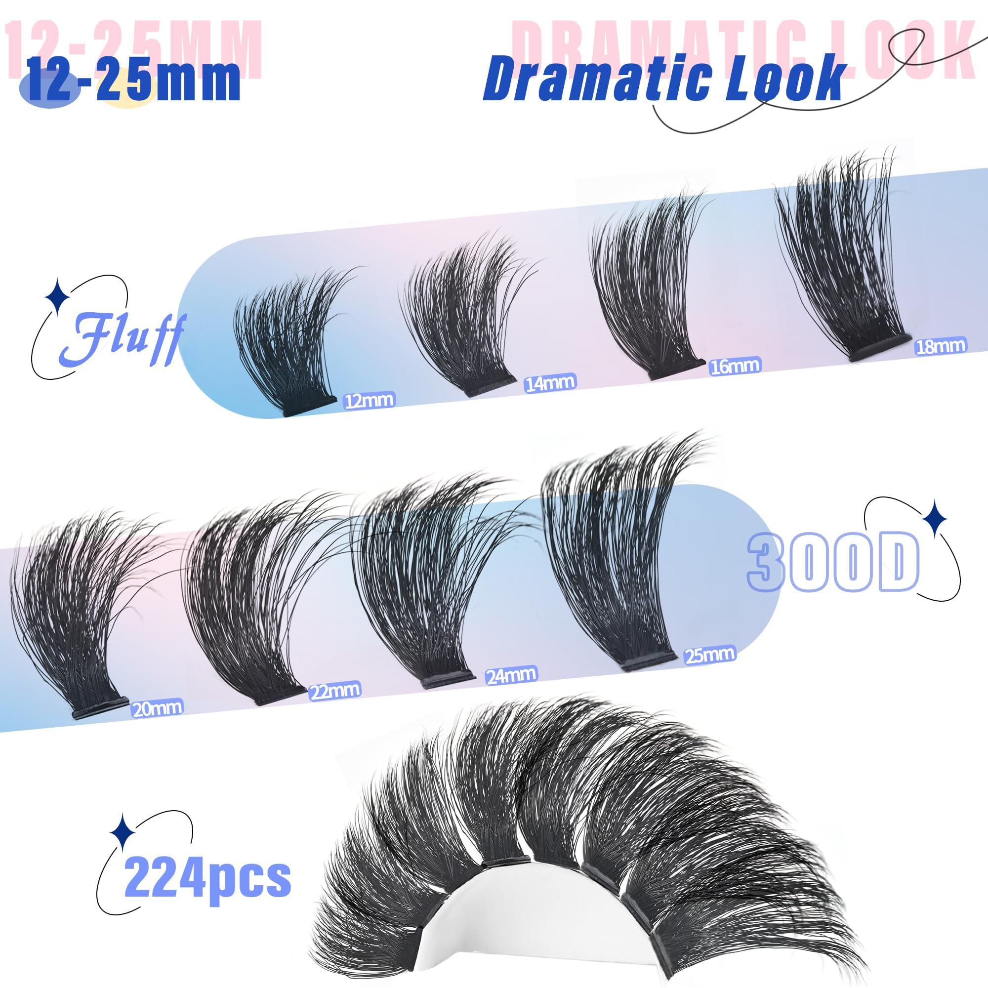 Yaiseiko volume lashes 12-25mm D Curl suit different eye shapes for versatile styles.