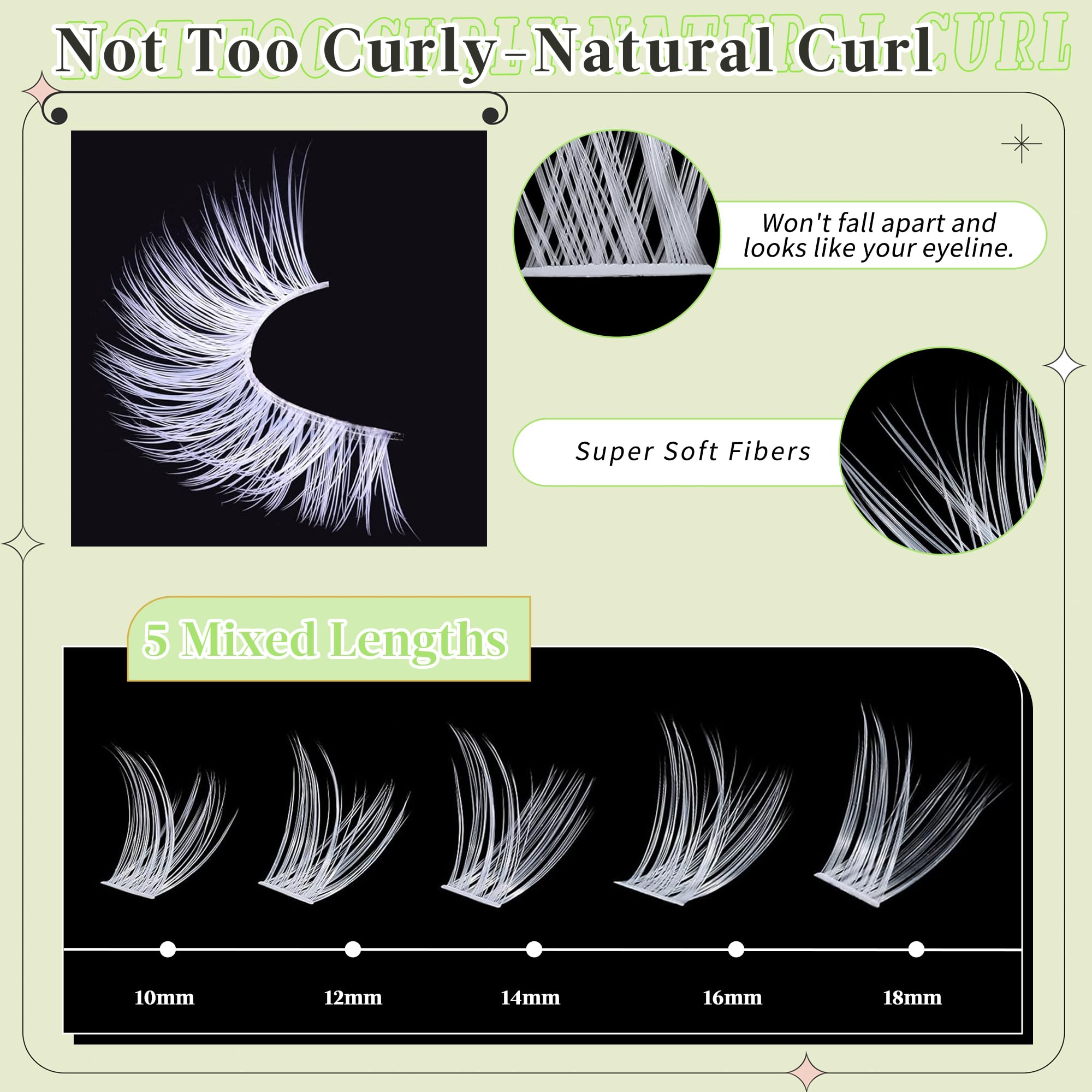 Yaiseiko white lash clusters wispy 14mm fuller look for day to night