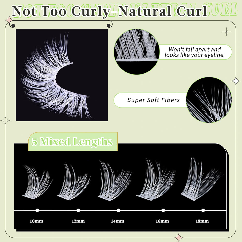 Yaiseiko white lash clusters wispy 14mm fuller look for day to night